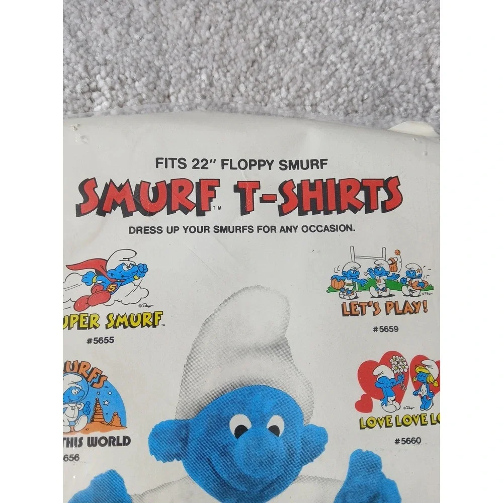 Set Of 2 New Vintage Smurf T-Shirt Super Smurf & Lets Play Fits 14